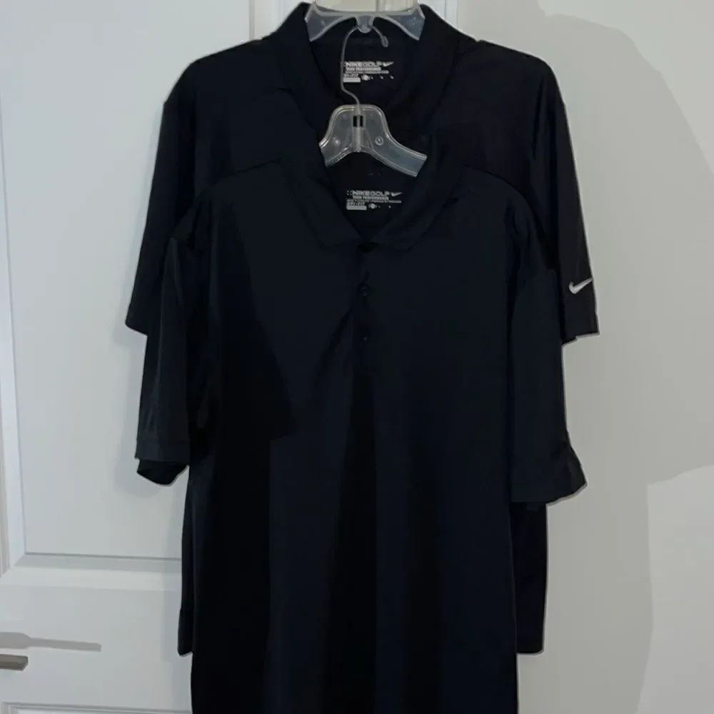 2-Great print fabric Nike black Tour Performance golf polo shirt pointed collar